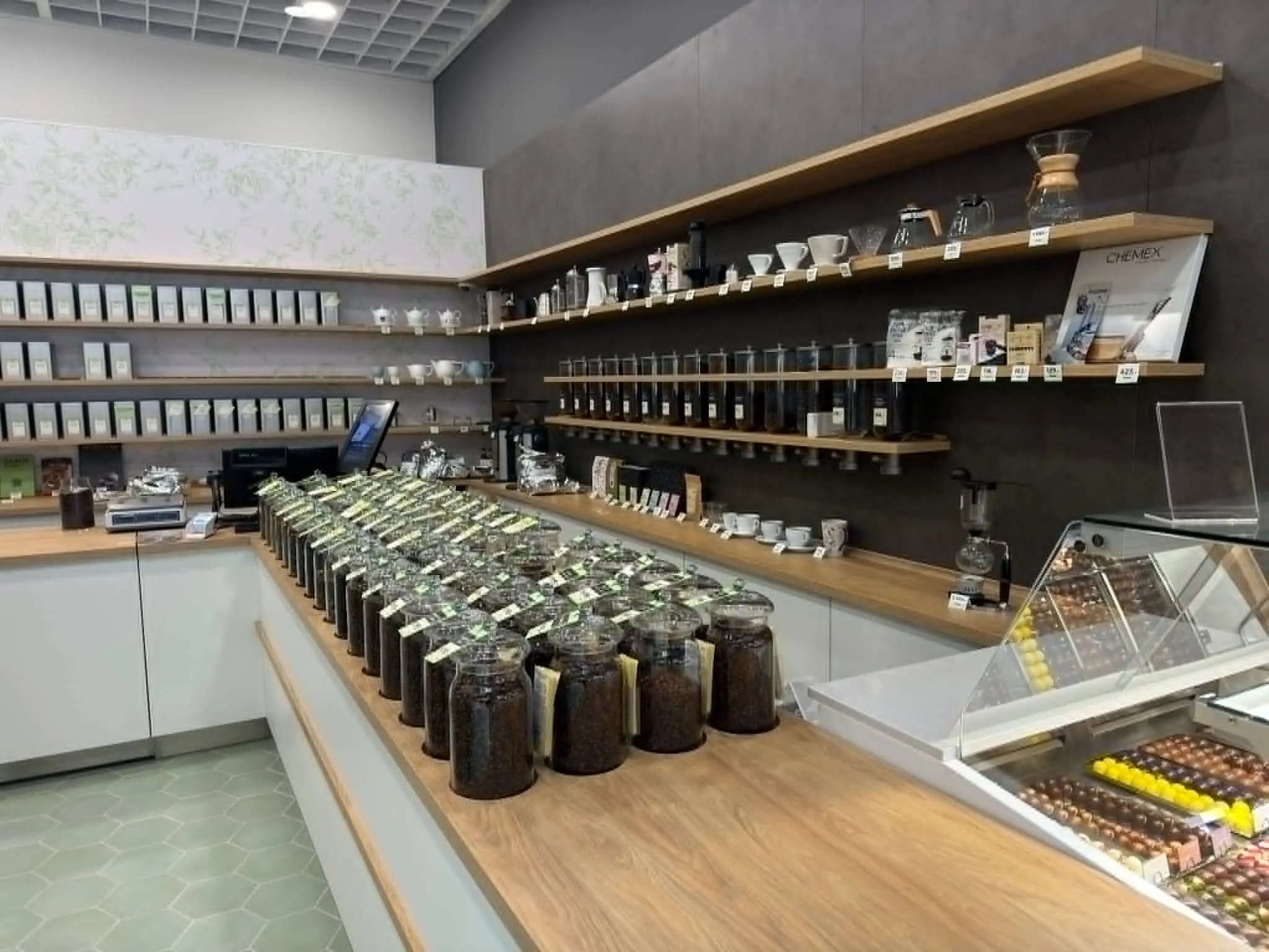 Detail prodejny českého producenta čajových směsí Oxalis v Ostravě